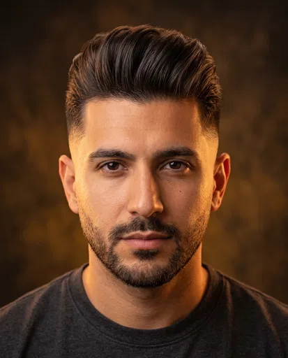 Man With Pompadour Haircut Studio Portrait