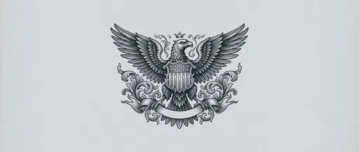 Vintage Engraved Heraldic Eagle Crest