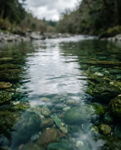 Low Angle Clear Forest Stream