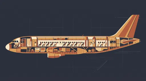 Airplane Fuselage Cutaway Flat Vector Illustration