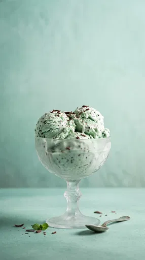 Mint Chocolate Chip Gelato in Glass Coupe