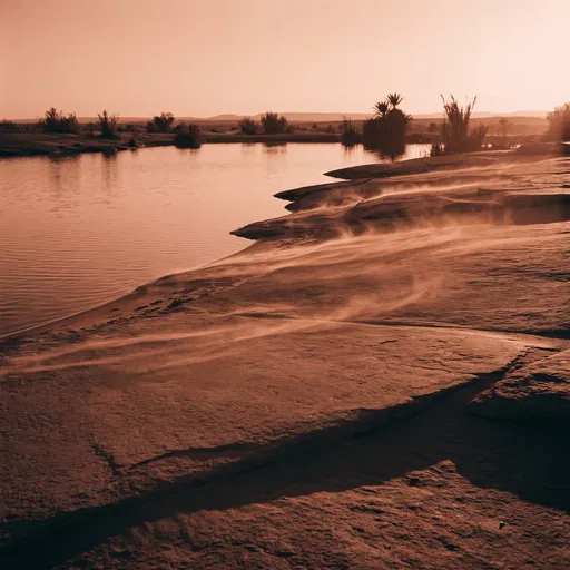 Terracotta Desert Oasis Waterside Landscape