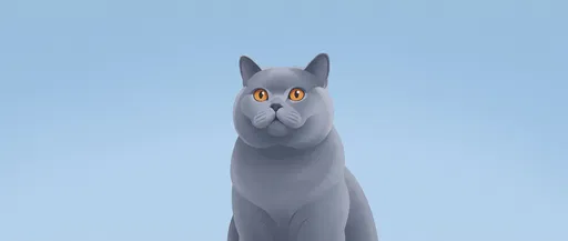 Minimalist Grey Shorthair Cat Illustration
