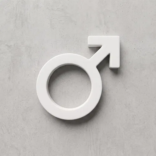 White 3D Male Symbol on Concrete