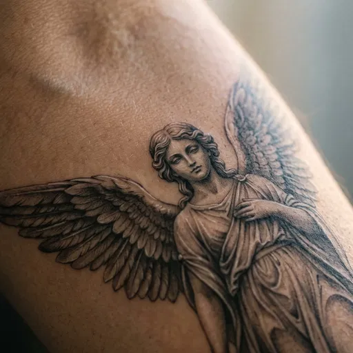 Macro Black and Grey Archangel Tattoo