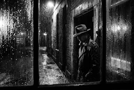 Man in Fedora in Rainy Doorway