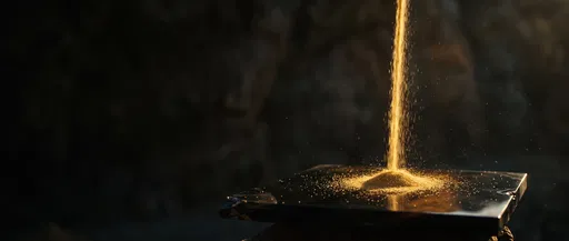 Golden Sand Pouring onto Black Slab