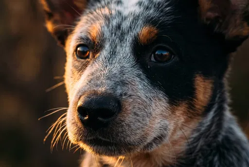 Close-Up Portrait of Blue Heeler Puppy