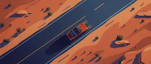 Vintage Sports Car on Desert Highway