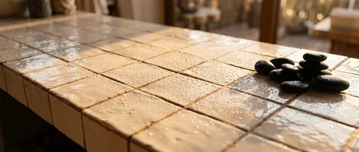 Zen Stones on Wet Tile Counter