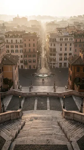 Misty Morning View Down the Spanish Steps