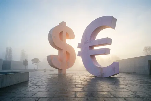 Giant Pastel Dollar and Euro Sculptures