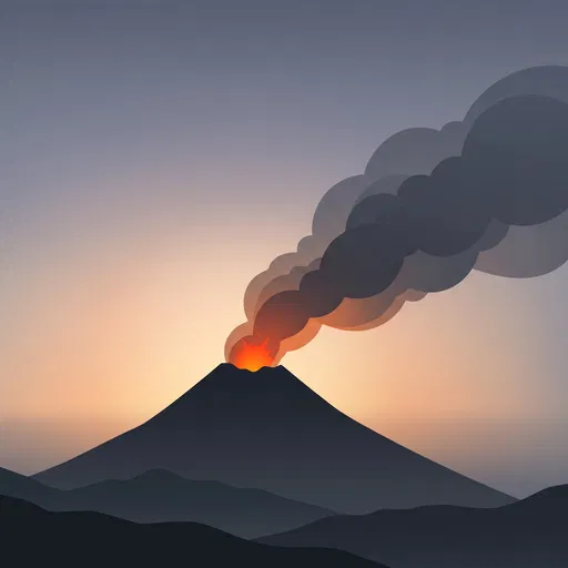 Minimalist Erupting Volcano Vector Illustration