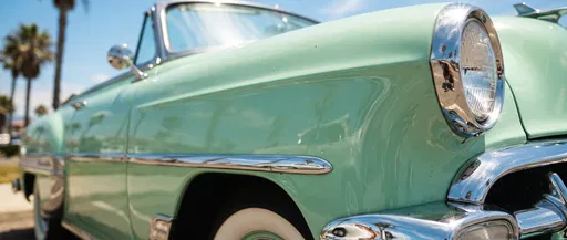 Vintage Mint Green Convertible Fender Close-Up