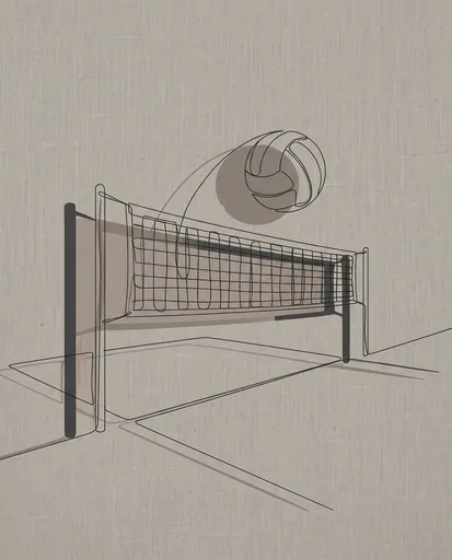 Minimalist Line Art of Volleyball Net