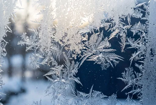 Intricate Frost Crystals on Winter Window