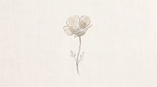 Minimalist California Poppy Sketch on Linen