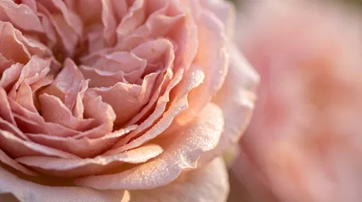 Macro Blush Garden Rose with Dewdrops