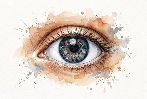 Watercolor Illustration of Grey Human Eye
