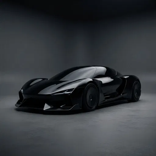Sleek Black Futuristic Concept Electric Sports Car
