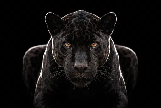 Dramatic Rim-Lit Black Jaguar Portrait