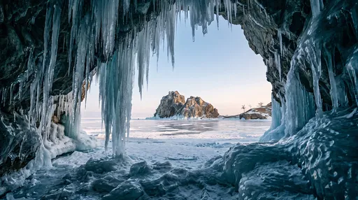Shamanka Rock Framed by Ice Cave