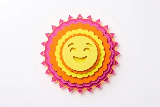 Layered Paper Cutout Smiling Sun