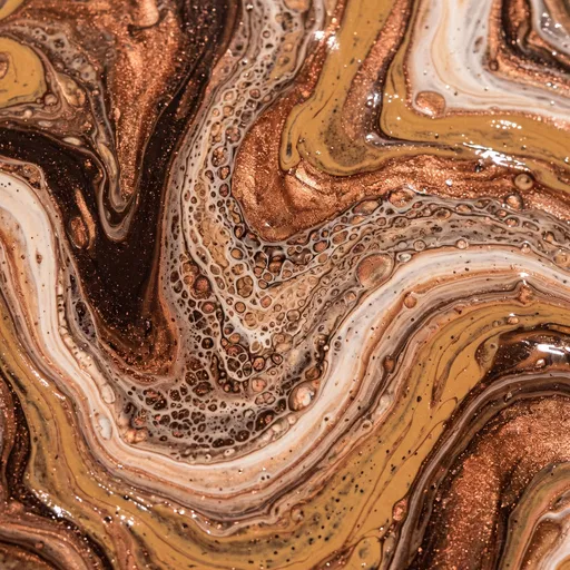 Swirling Metallic Copper Acrylic Fluid Art