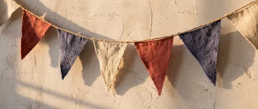 Rustic Linen Bunting on Sunlit Wall