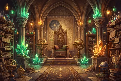 Magical Scholarly Throne Room Illustration