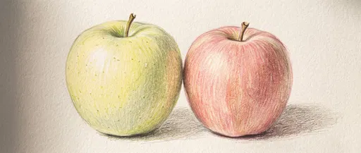 Colored Pencil Drawing of Two Apples