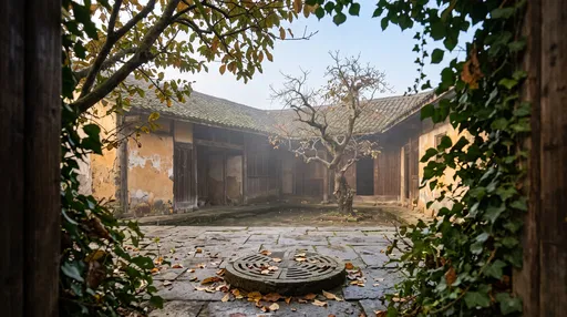 Traditional Courtyard House Framed by Foliage