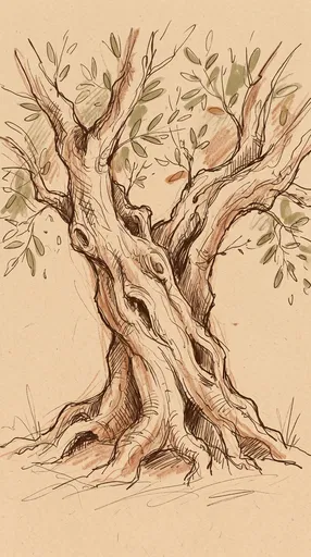 Ancient Olive Tree Ink and Pencil Sketch