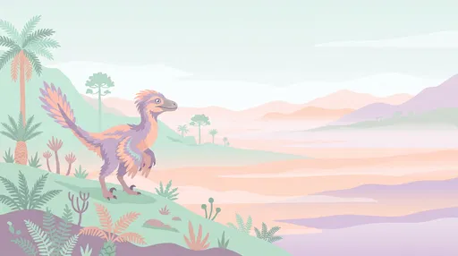 Pastel Feathered Velociraptor in Prehistoric Valley