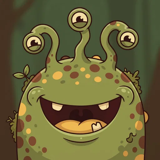 Cheerful Green Swamp Monster Cartoon