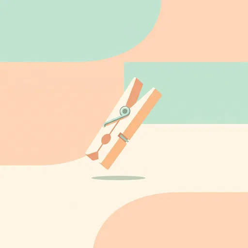 Pastel Flat Vector Wooden Clothespin Illustration