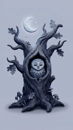 Clay Style Owl in Hollow Tree