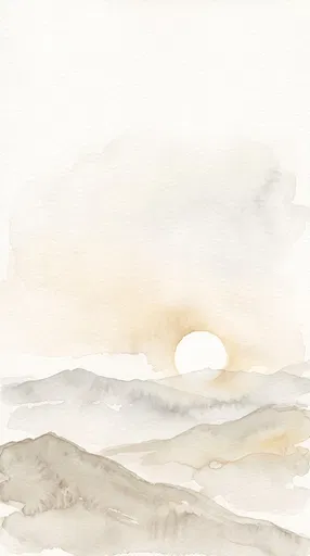Minimalist Watercolor Mountain Sunrise Illustration