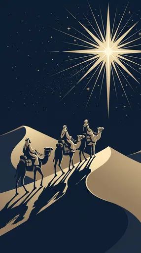 Three Wise Men Following Bethlehem Star
