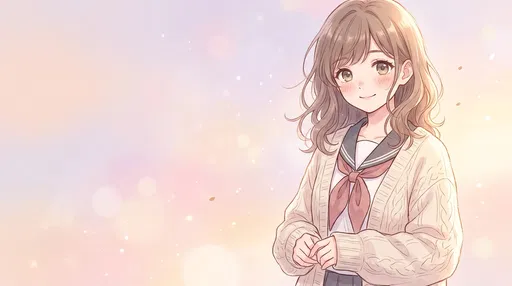 Anime Schoolgirl Smiling in Pastel Light
