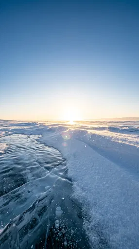 Sunlit Frozen Ice and Snow Drift