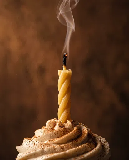 Blown Out Candle on Cinnamon Cupcake