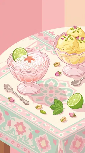 Persian Faloodeh and Bastani Dessert Illustration