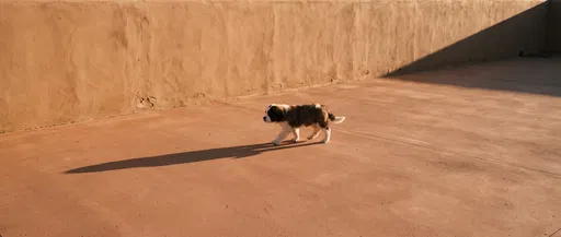 Saint Bernard Puppy Walking on Patio