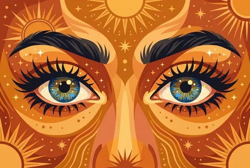 Mystical Golden Illustration of Hazel Blue Eyes