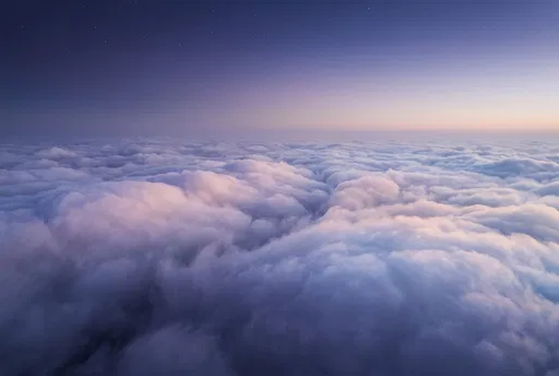 Aerial View Above Dusk Clouds