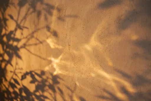 Golden Sunlight Shadows on Plaster Wall