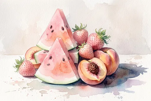 Pastel Watercolor Pink Fruit Illustration
