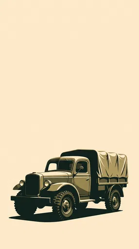 Vintage Olive Utility Truck Illustration