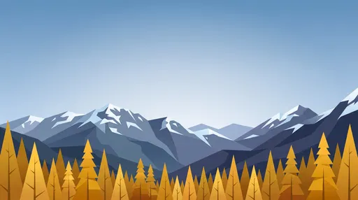 Minimalist Autumn Mountain Landscape Illustration